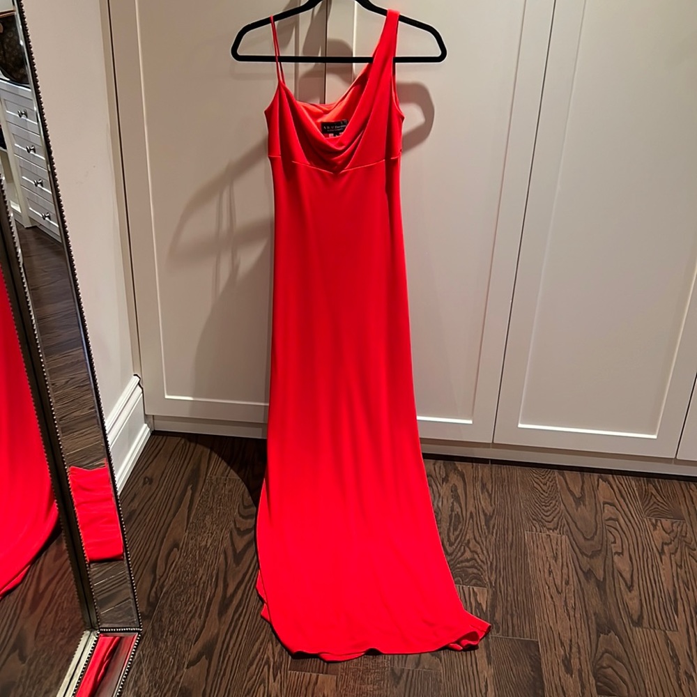 ABS Allen Schwartz Red Maxi Slip Dress